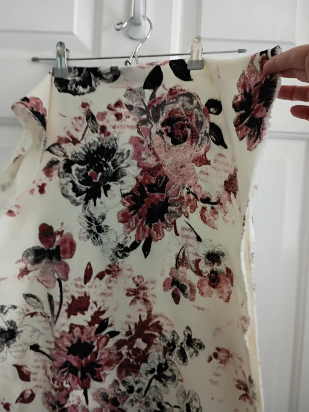Liz Claiborne Cream Scarf with Pink and Black Floral Print